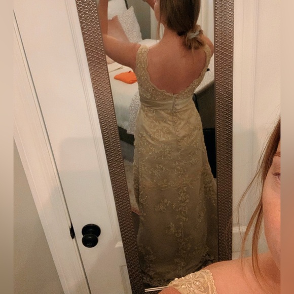 Champagne Colored Prom Dress - Size 4 - Picture 3 of 3